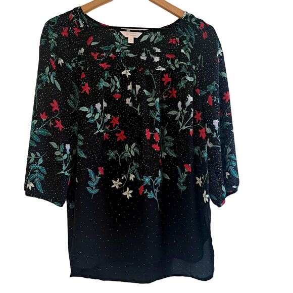 LC Lauren Conrad Floral Print Polka Dot Top - Picture 2 of 7